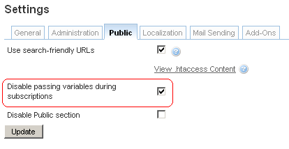 Screenshot of email marketing settings