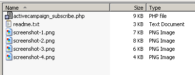 Screenshot of files in Windows Explorer