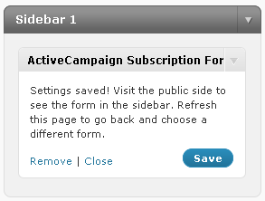 Screenshot of WordPress widgets page