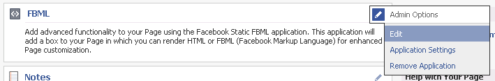 Screenshot of Facebook page settings