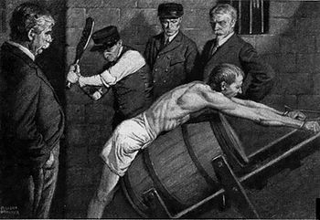1912 illustration of an inmate being punished in an American prison - Image Courtesy of wiktionary.org